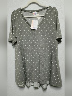 LuLaRoe Olive Green Polka Dot V-Neck Tunic